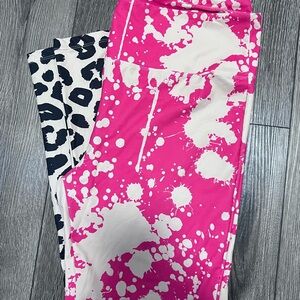 Crazy Train Pink and Black Leggings with Vibrant Patterns